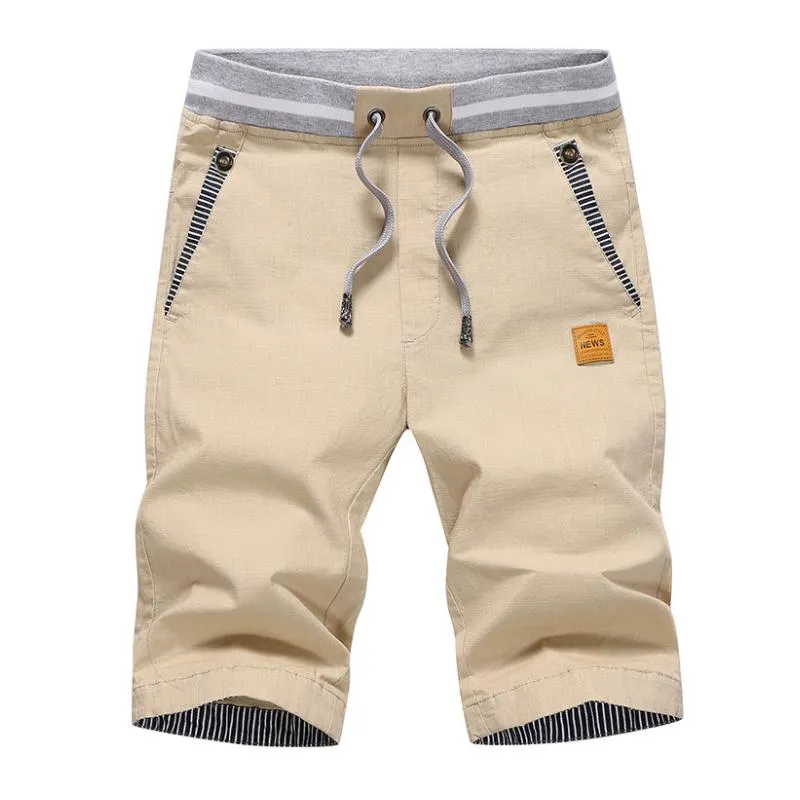 Men's Casual Cotton Linen Straight Slim Elastic Waist Shorts 39500946M sold by Manly