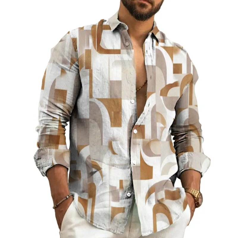 Men's Casual Geometric Lapel Shirt 53375851TO sold by Manly