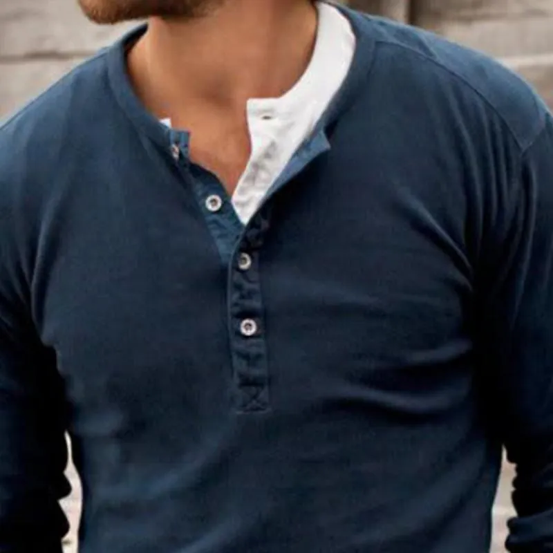 Men's Vintage Casual Henley Neck Long Sleeve T-Shirt 52588490TO sold by Manly product image thumbnail 3