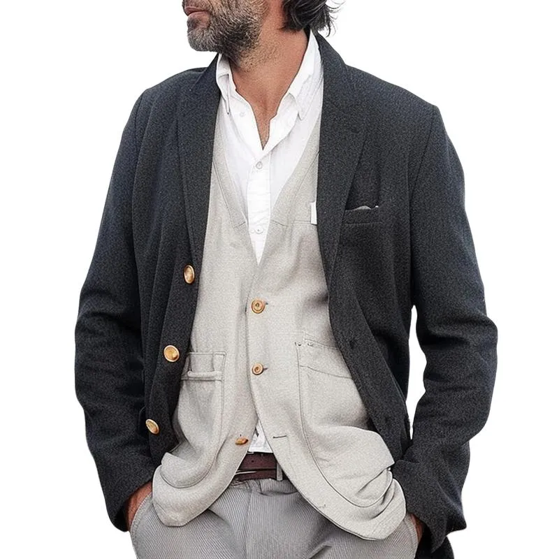 Men's Vintage Solid Color Notch Lapel Single Breasted Casual Blazer 53047330Z sold by Manly