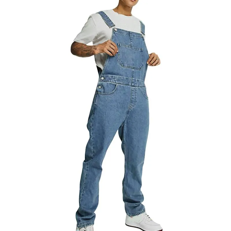 Men's Vintage Washed Distressed Denim Jumpsuit 01651321M sold by Manly