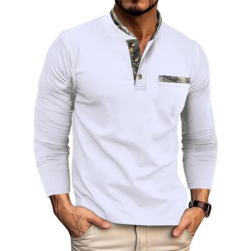 Men's Casual Henley Collar Colorblock Slim Fit Long Sleeve T-Shirt 02184788M sold by Manly product image thumbnail 3