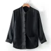 Men's Vintage Linen Long Sleeve Stand Collar Shirt 62294511Y sold by Manly