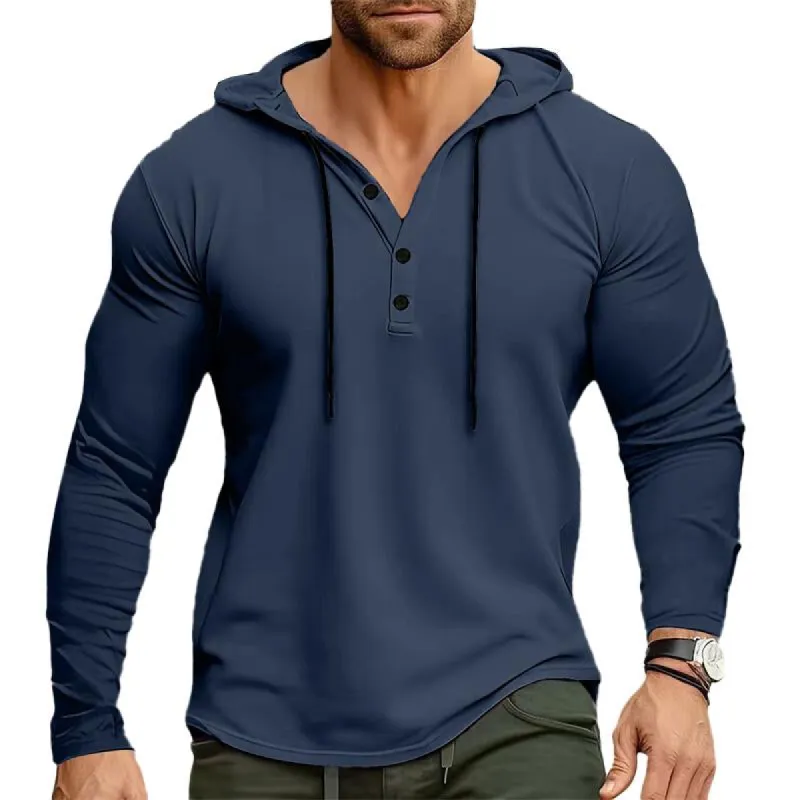 Men's Casual Solid Color Loose Long Sleeve Hoodie 50305630X sold by Manly