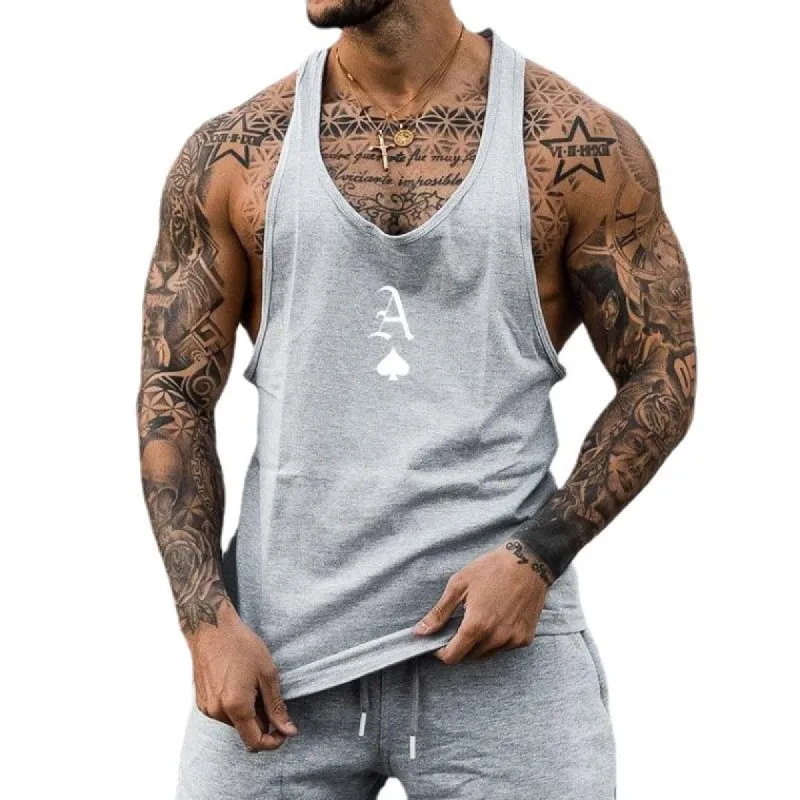 Men's Casual Square A Round Neck Tank Top 35792769TO sold by Manly
