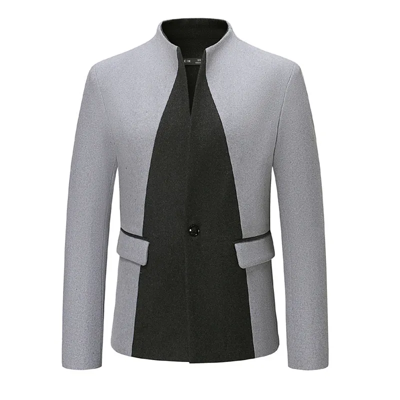 Men's Business Casual Colorblock Stand Collar Dress Blazer 62100195Y sold by Manly product image thumbnail 2