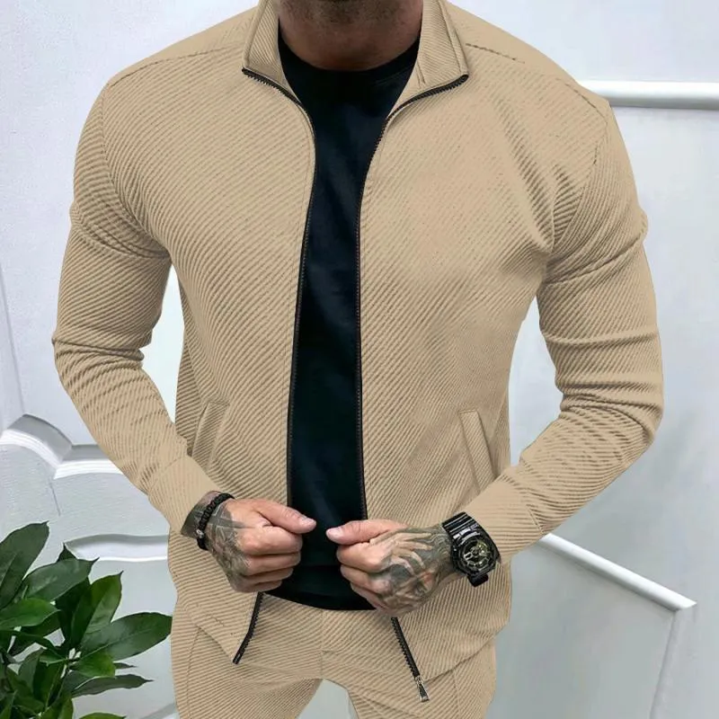 Men's Solid Color Lapel Long Sleeve Zipper Jacket 63154141Z sold by Manly product image thumbnail 3