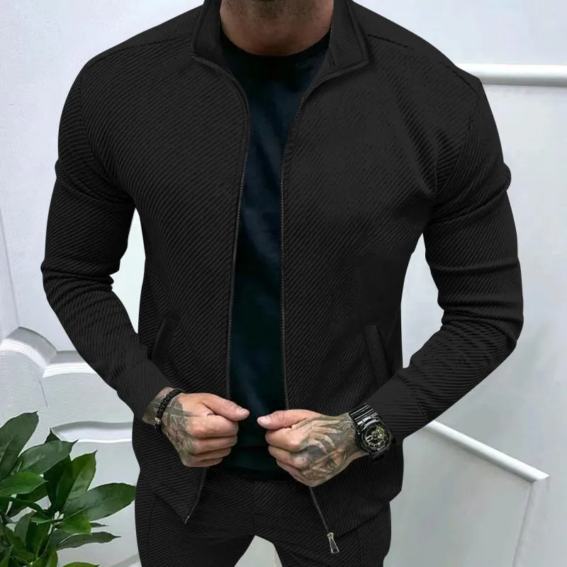 Men's Solid Color Lapel Long Sleeve Zipper Jacket 63154141Z sold by Manly product image thumbnail 2