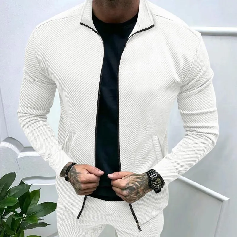 Men's Solid Color Lapel Long Sleeve Zipper Jacket 63154141Z sold by Manly product image thumbnail 5