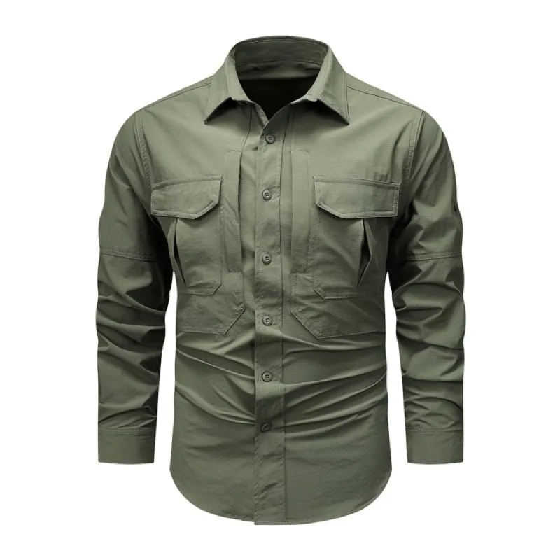Men's Outdoor Quick-dry Solid Multi-pocket Cargo Shirt 72961500Z sold by Manly
