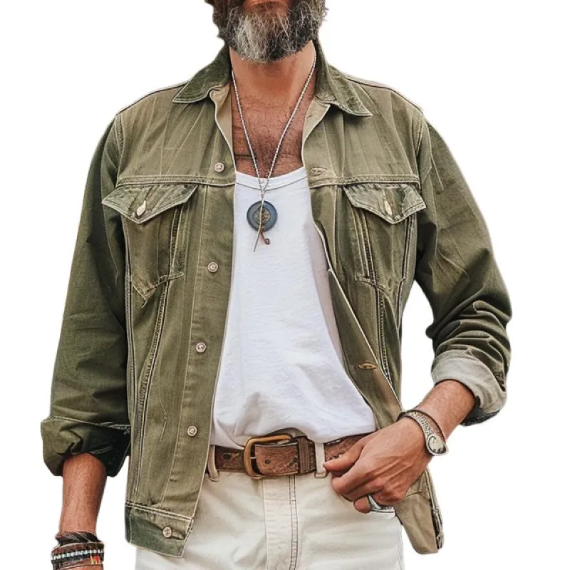 Men's Vintage Single Breasted Canvas Jacket29064040X sold by Manly