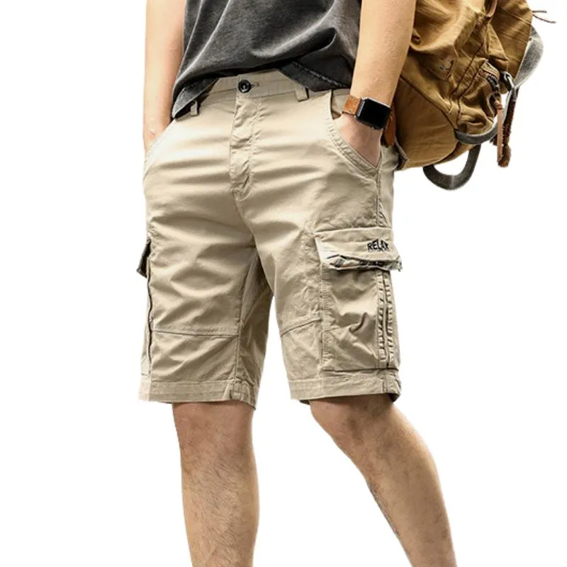 Men's Vintage Solid Multi-Pocket Cargo Shorts 64748618Y sold by Manly