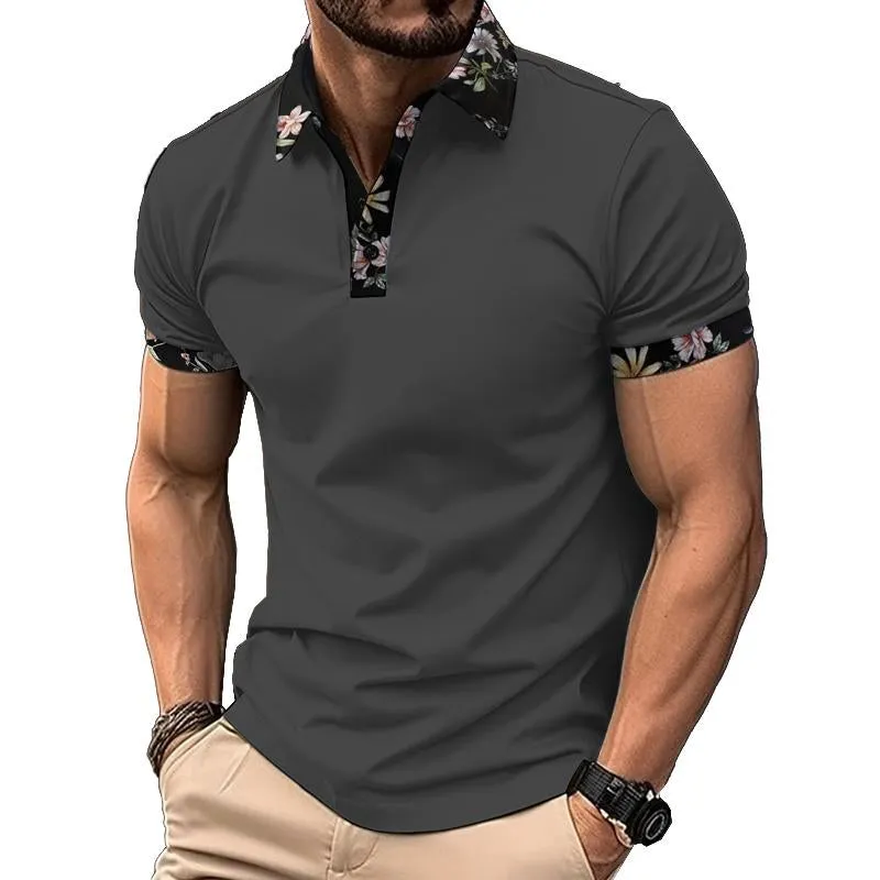 MEN'S PRINTED LAPEL BUTTONED POLO SHIRT 80565577X sold by Manly