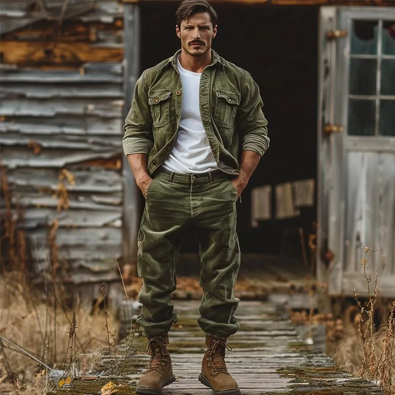 Men's Casual Outdoor Corduroy Solid Color Pants 53337933X sold by Manly product image thumbnail 3