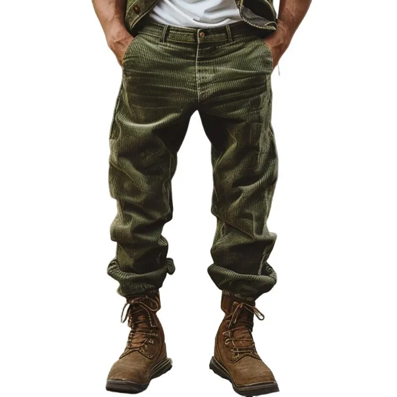 Men's Casual Outdoor Corduroy Solid Color Pants 53337933X sold by Manly