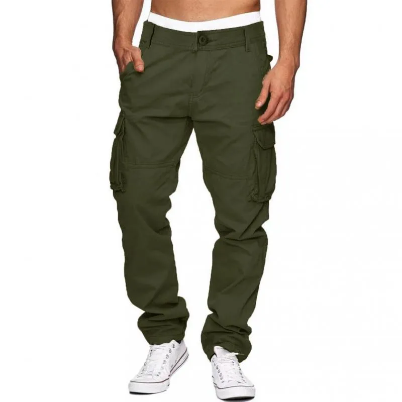 Men's Solid Cotton Loose Multi-pocket Straight Cargo Pants 46899465Z sold by Manly product image thumbnail 4