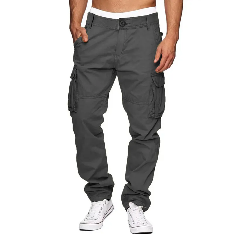 Men's Solid Cotton Loose Multi-pocket Straight Cargo Pants 46899465Z sold by Manly product image thumbnail 3