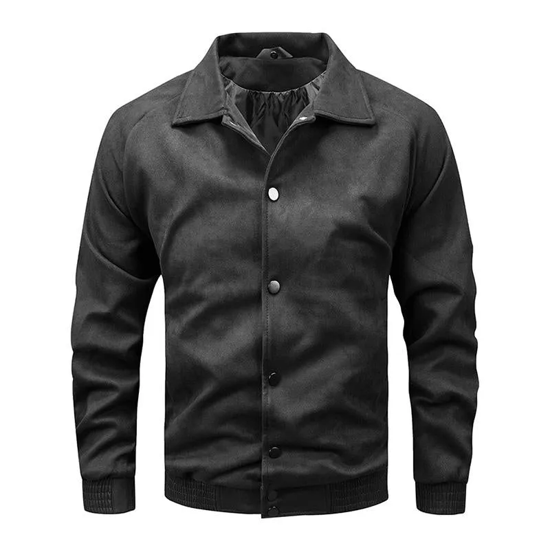 Men's Vintage Suede Lapel Single Breasted Long Sleeve Jacket 45748915M sold by Manly