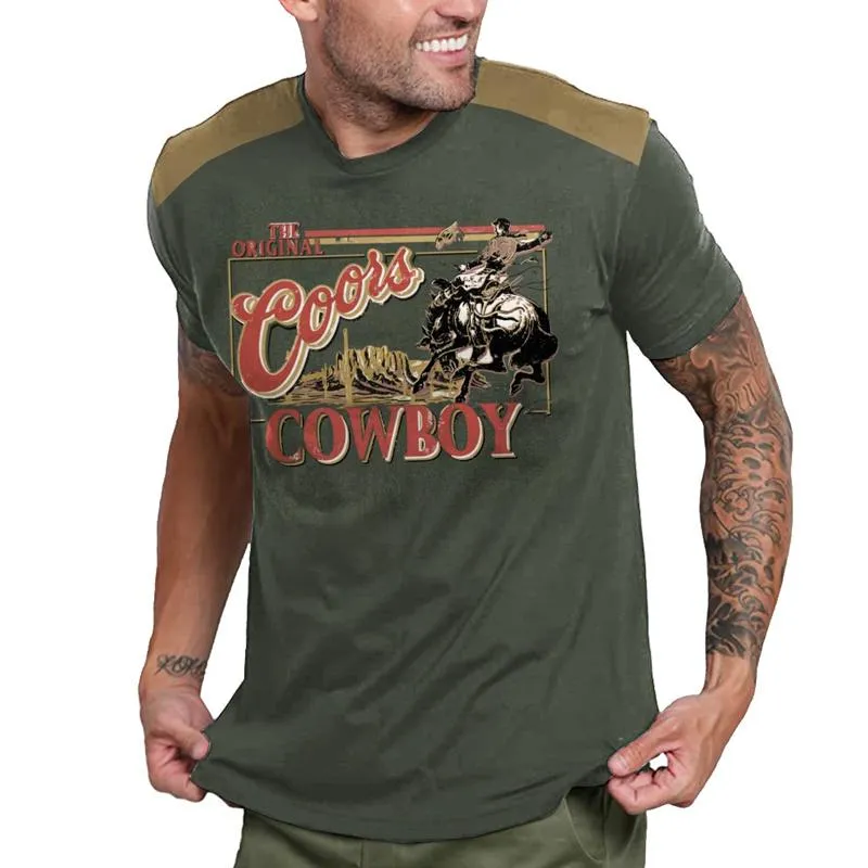 Men's Casual Colorblock Printed Round Neck Short Sleeve T-Shirt 53519130Y sold by Manly product image thumbnail 3