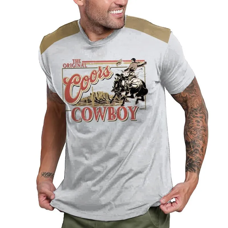 Men's Casual Colorblock Printed Round Neck Short Sleeve T-Shirt 53519130Y sold by Manly product image thumbnail 2