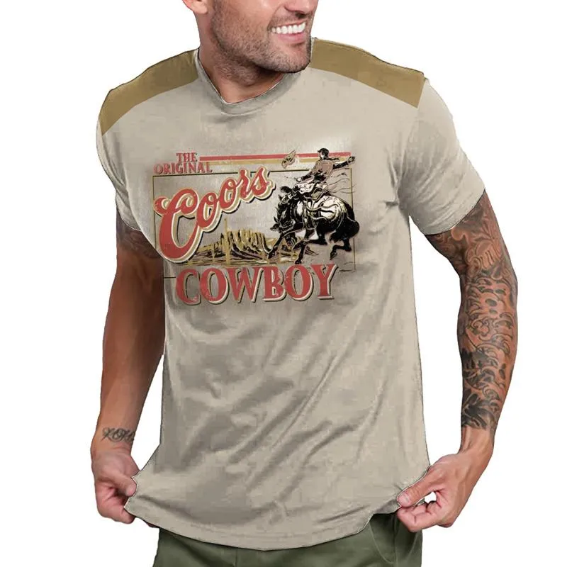 Men's Casual Colorblock Printed Round Neck Short Sleeve T-Shirt 53519130Y sold by Manly