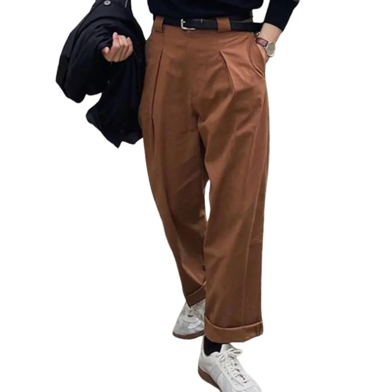 Men's Retro Casual Solid Color Straight Pants 25633065TO sold by Manly