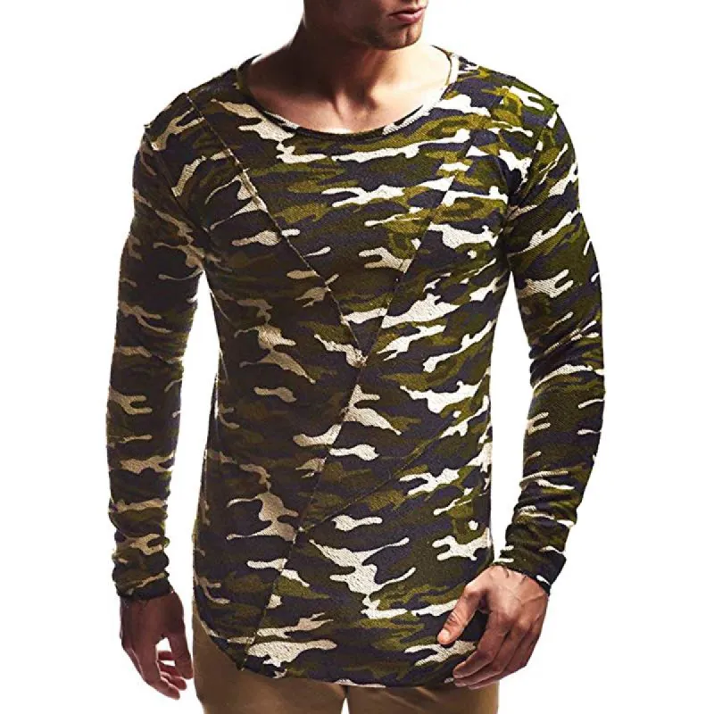Men's Camouflage Round Neck Long Sleeve Casual T-shirt 22829075Z sold by Manly