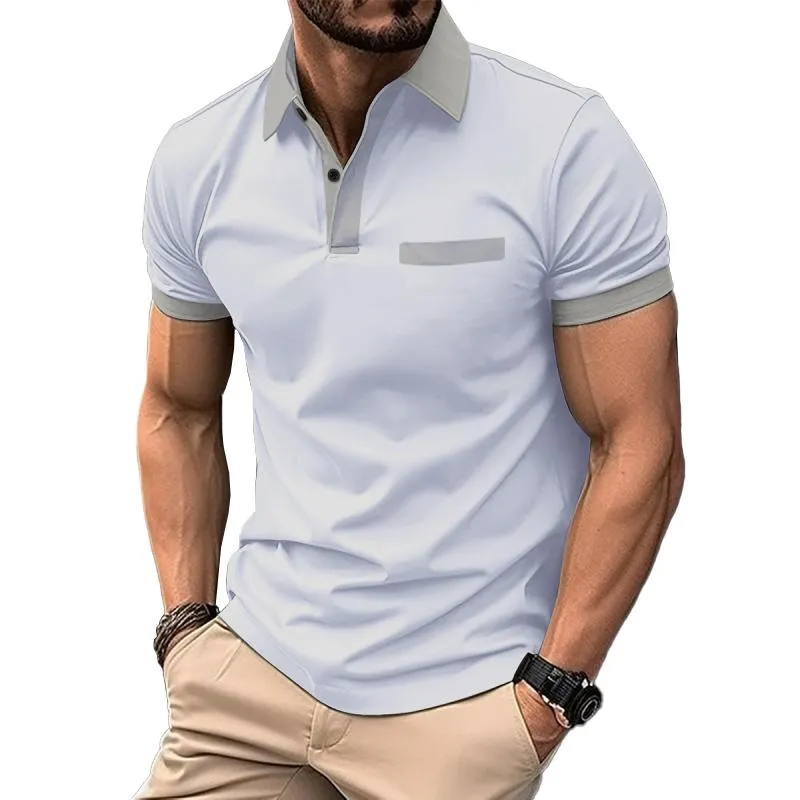 Men's Color Block Short Sleeve Casual Polo Shirt 75540527Z sold by Manly