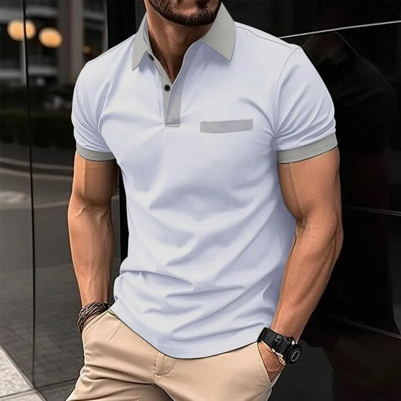 Men's Color Block Short Sleeve Casual Polo Shirt 75540527Z sold by Manly product image thumbnail 2