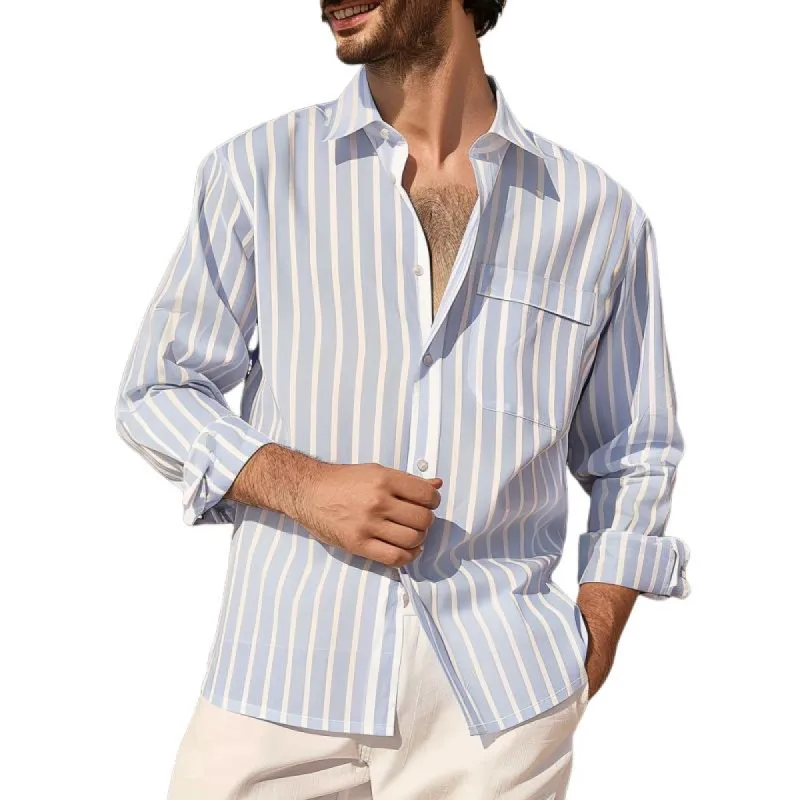 Men's Casual Cotton Blend Lapel Flap Pocket Slim Fit Long Sleeve Shirt 54192923M sold by Manly