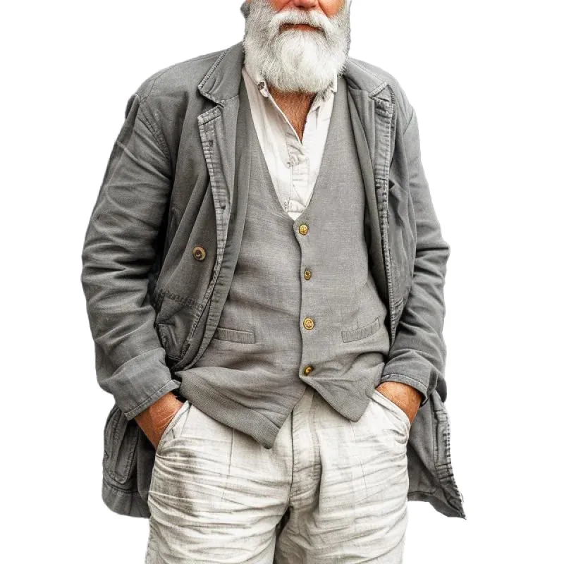 Men's Vintage Canvas Button Casual Jacket 21311121X sold by Manly