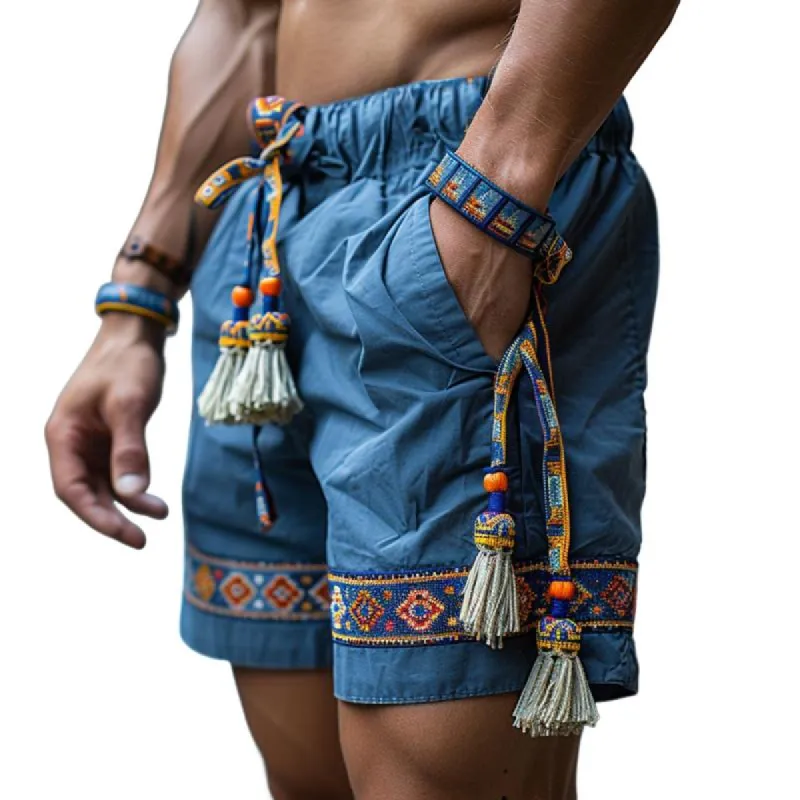 Men's Ethnic Graphic Lace-up Elastic Waist Casual Shorts 59827269Z sold by Manly