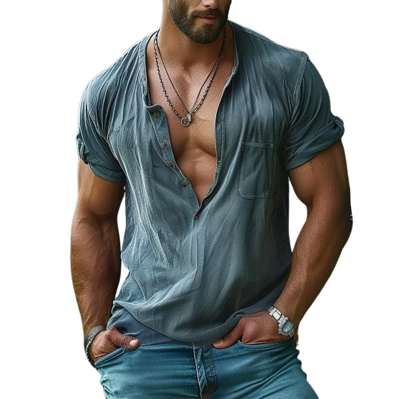 Men's Casual V Neck Pocket Short Sleeve T-Shirt 19068993TO sold by Manly