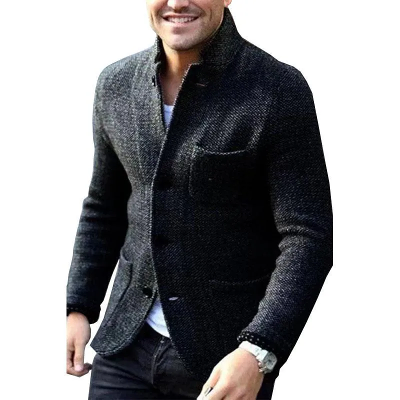 Men's Casual Stand Collar Single Breasted Thick Blazer 61728809M sold by Manly product image thumbnail 4