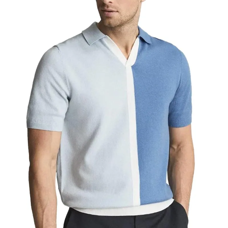 Men's Casual Lapel Collar Contrast Color Short Sleeve Knit Polo Shirt 00206025M sold by Manly