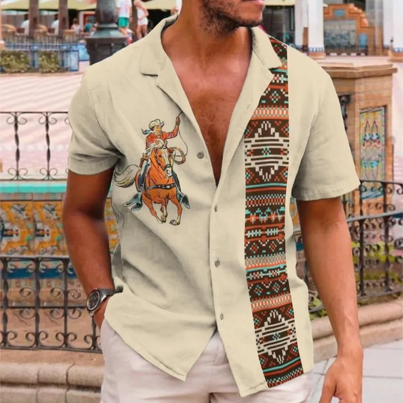 Men's Western Ethnic Cuban Collar Short Sleeve Shirt 38991763TO sold by Manly product image thumbnail 2