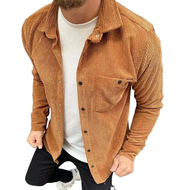 Men's Vintage Casual Corduroy Pocket Shirt Jacket 66478980TO sold by Manly