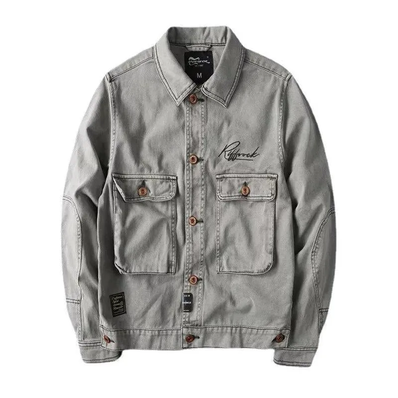 Men's Vintage Letter Embroidered Multi-Pocket Cargo Jacket 44803647Y sold by Manly