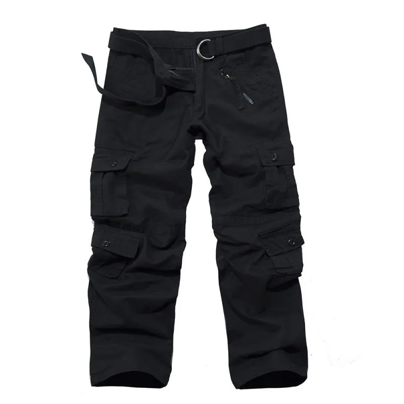 Men's Solid Cotton Multi-pocket Straight Cargo Pants 07847869Z sold by Manly product image thumbnail 2