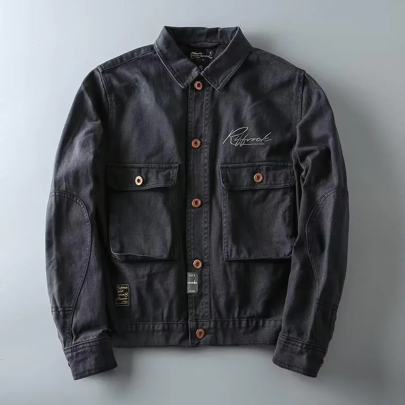 Men's Vintage Letter Embroidered Multi-Pocket Cargo Jacket 44803647Y sold by Manly product image thumbnail 2