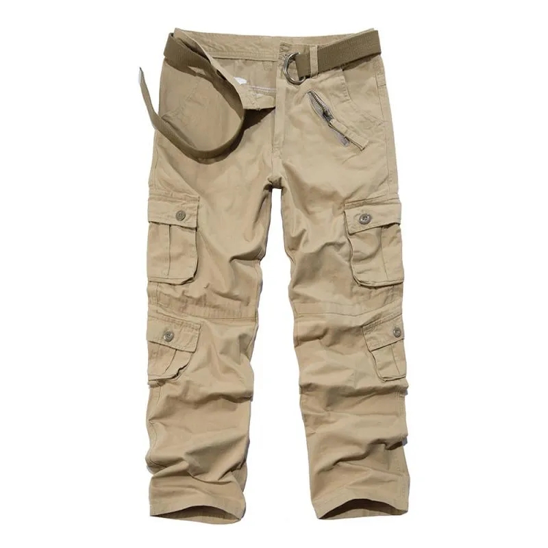 Men's Solid Cotton Multi-pocket Straight Cargo Pants 07847869Z sold by Manly product image thumbnail 4