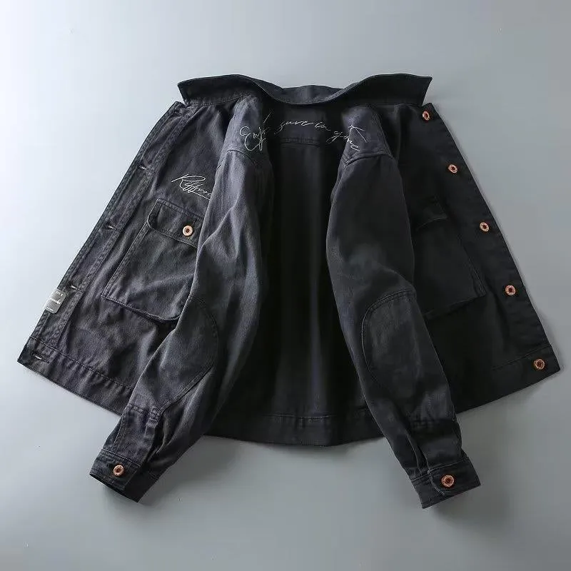 Men's Vintage Letter Embroidered Multi-Pocket Cargo Jacket 44803647Y sold by Manly product image thumbnail 4