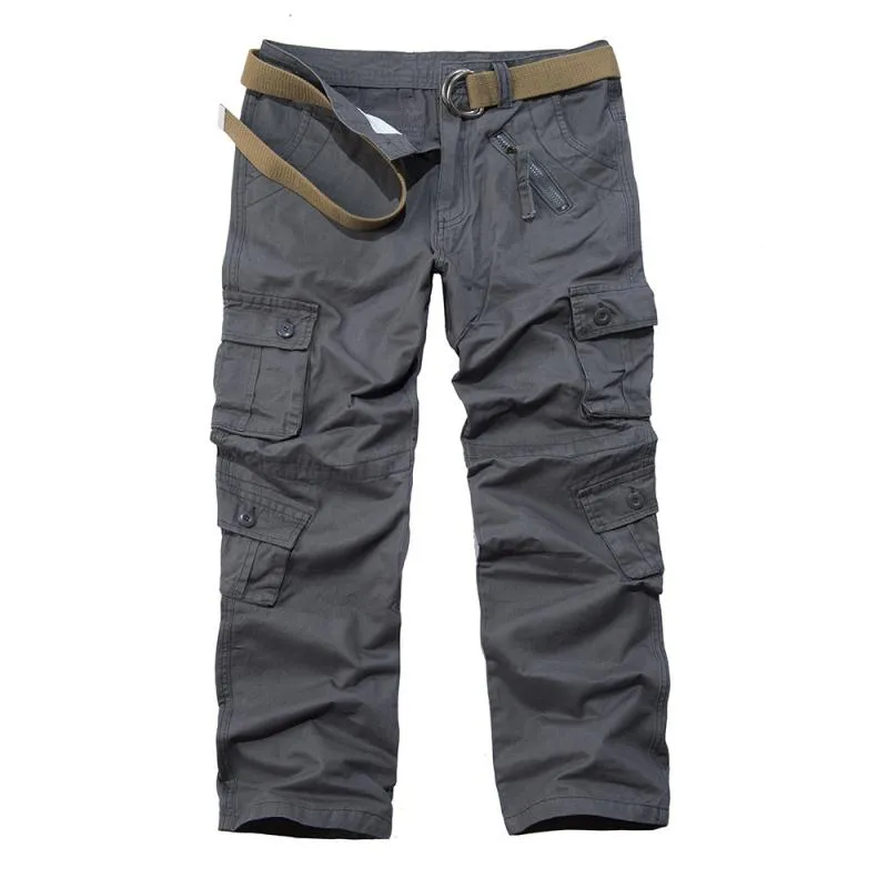 Men's Solid Cotton Multi-pocket Straight Cargo Pants 07847869Z sold by Manly product image thumbnail 3