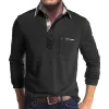 Men's Casual Colorblock Lapel Long-sleeved Slim-fit Polo Shirt 67803203M sold by Manly