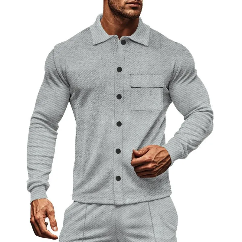 Men's Twill Lapel Long Sleeve Solid Color Jacket 24723376X sold by Manly