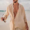 Men's Solid Color Cotton Linen Shirt 42309997X sold by Manly