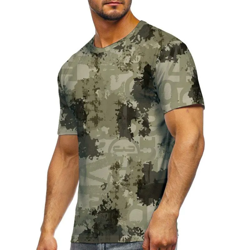 Men's Camouflage Printed Crew Neck Short Sleeve T-Shirt 28416606Y sold by Manly