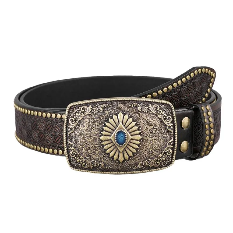 Men's Vintage Embossed Western Denim Belt 03574133Y sold by Manly