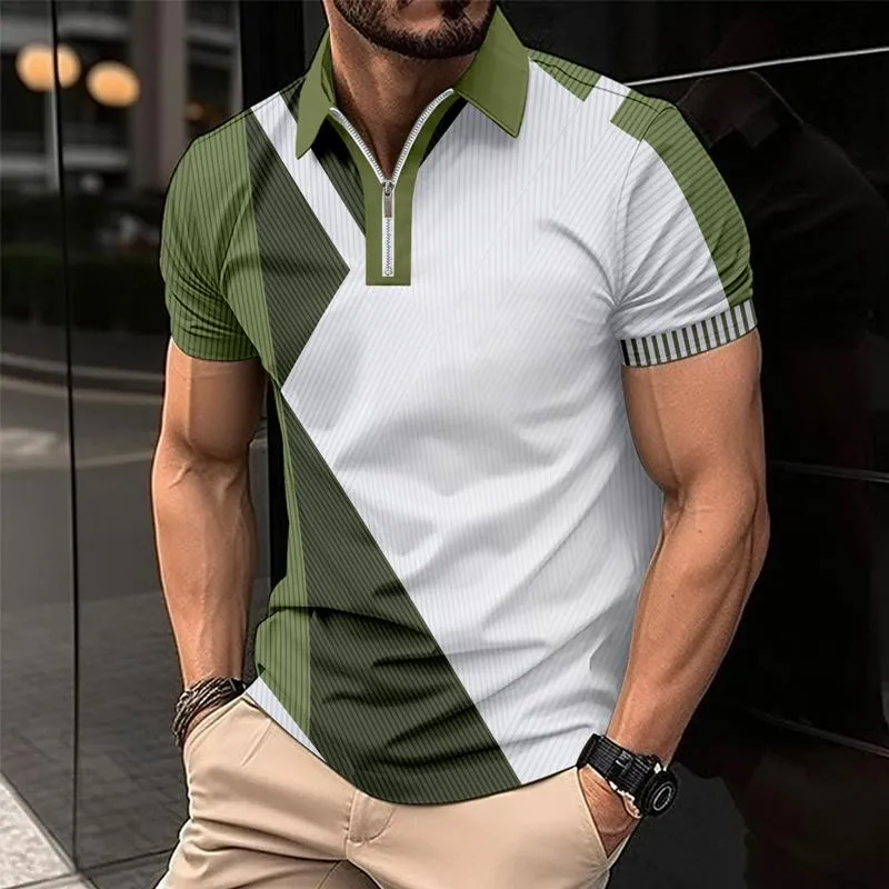 Men's Casual Colorblock Printed Lapel Short-Sleeved Polo Shirt 17894737Y sold by Manly product image thumbnail 2