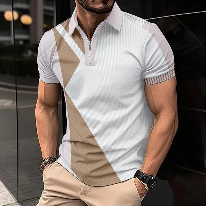 Men's Casual Colorblock Printed Lapel Short-Sleeved Polo Shirt 17894737Y sold by Manly product image thumbnail 3
